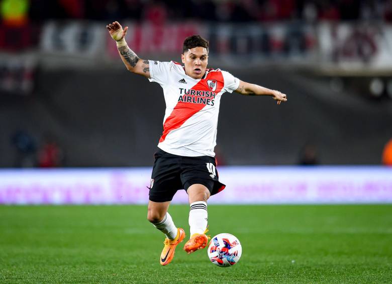 Juan Fernando Quintero disputó 97 partidos en su paso por River Plate, equipo en el que anotó 19 goles e hizo 15 asistencias. FOTO Getty 