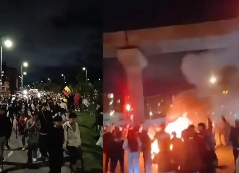 En algunos puntos de Bogotá se han registrado manifestaciones y conatos de disturbios. Foto: tomadas de videos