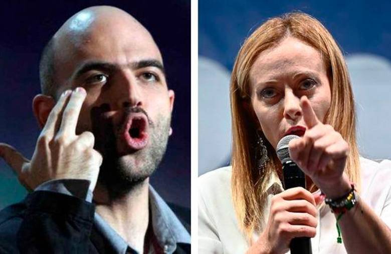 Roberto Saviano y Giorgia Meloni irán a juicio por unas declaraciones del autor. FOTO: EFE