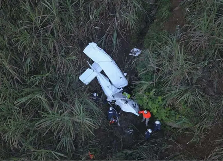 Avión ultraliviano caído en Frontino en 2018. FOTO: CORTESÍA