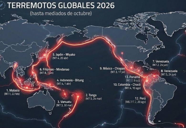 Estos son los 13 grandes terremotos del 2026. Foto: Imagen creada con inteligencia artificial