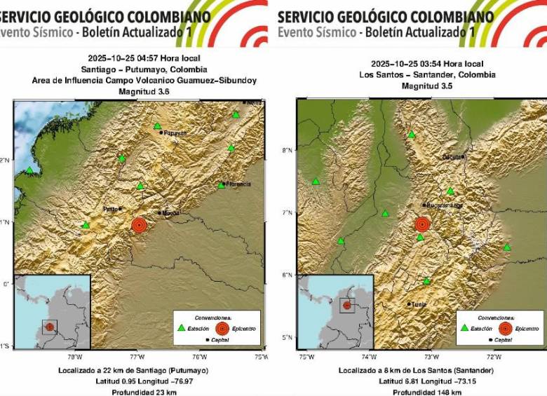 Temblor en Los Santos, Santander, se sintió en la madrugada. FOTO: Tomada del SGC.