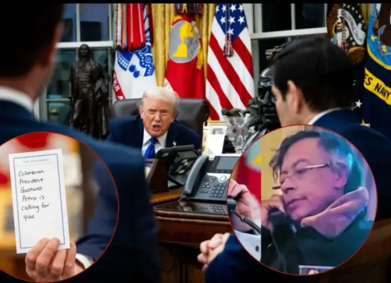 Los presidentes Donald Trump y Gustavo Petro en llamada. Foto: cortesía y Colprensa.