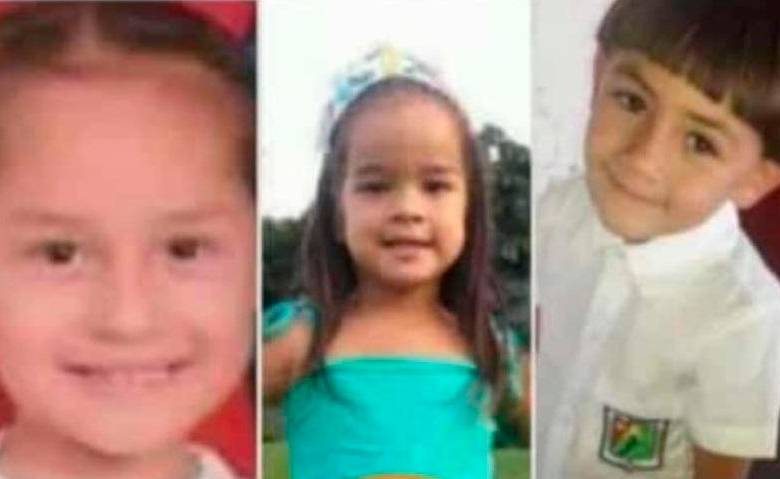 Ellos son Andrea, Ana Sofía y Alexánder, los niños que fallecieron tras el deslizamiento. FOTO Cortesía 