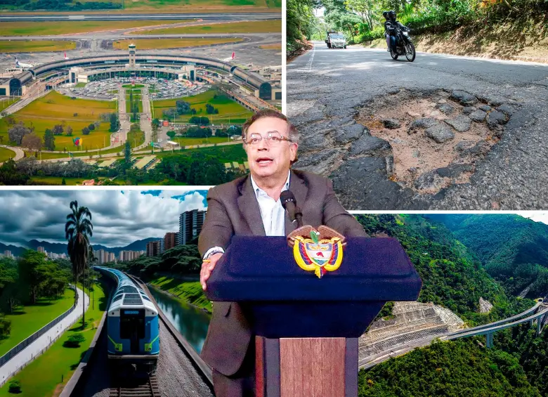 La ampliación del José María Córdova y la autopista Medellín - Bogotá, proyectos férreos y los puntos pendientes de las 4G le quedarán pendientes al próximo Gobierno Nacional. FOTOS El Colombiano y Colprensa