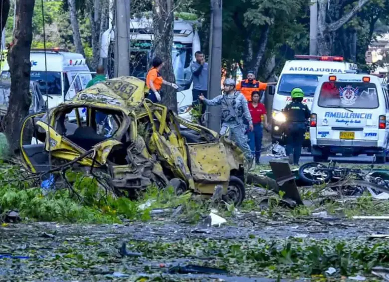 El atentado ocurrido en Cali el pasado jueves, 21 de agosto, cobró la vida de siete personas y dejó a otras 70 heridas. FOTO: AFP