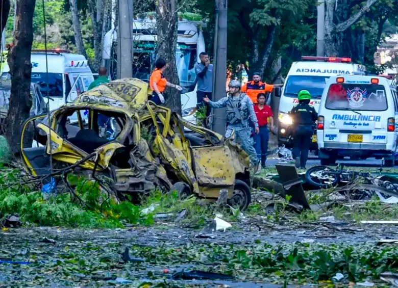 El atentado ocurrido en Cali el pasado jueves, 21 de agosto, cobró la vida de siete personas y dejó a otras 70 heridas. FOTO: AFP