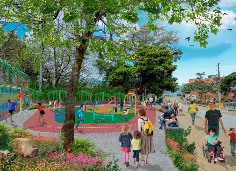 Este render muestra el aspecto que tomarán algunos de los parques que serán intervenidos. IMAGEN CORTESÍA ALCALDÍA