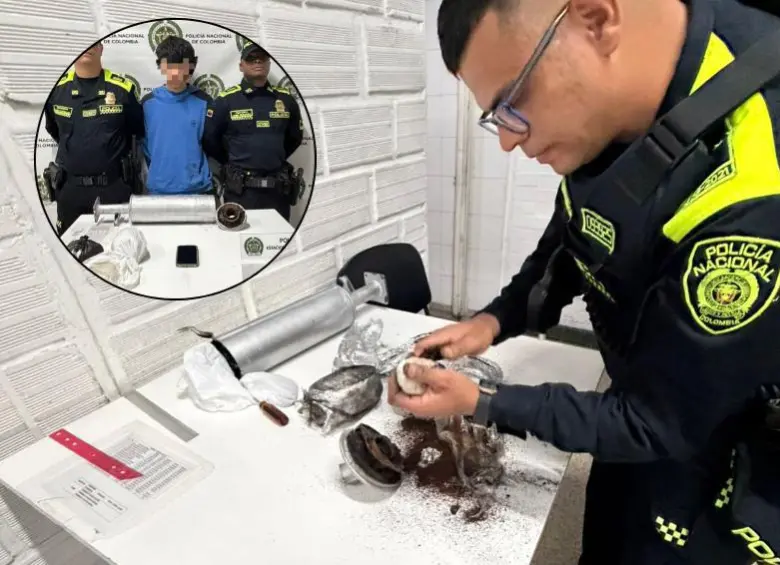 El hombre, de 29 años, intentó pasar desapercibido pero fue atrapado con 800 gramos de droga. FOTO: Cortesía Alcaldía de Medellín