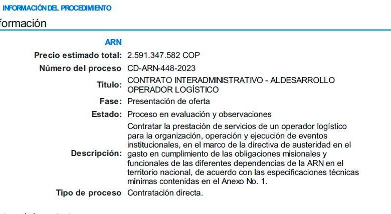 Aparte del contrato con la empresa Aldesarrollo donde se específica que es un contratación directa. FOTO: Cortesía
