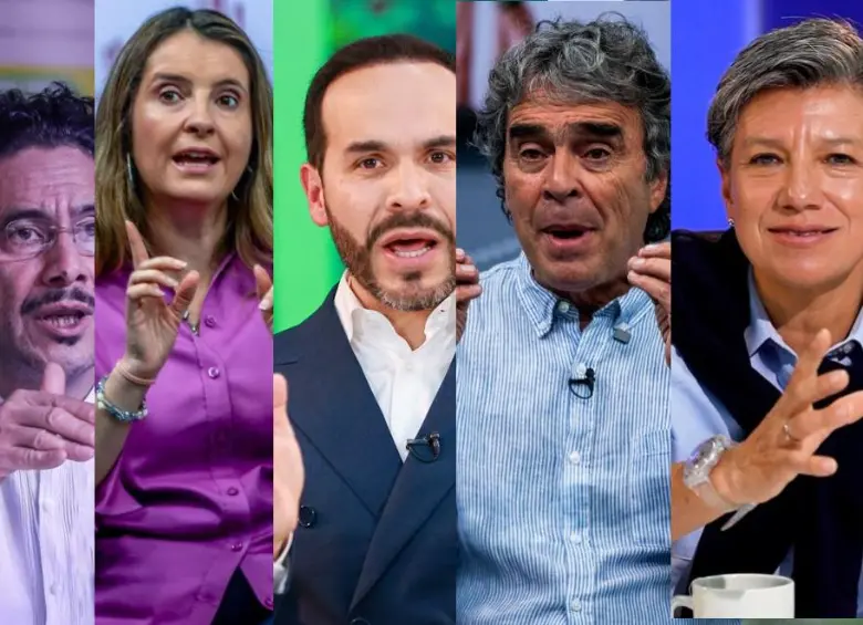 Los candidatos Iván Cepeda, Paloma Valencia, Abelardo De la Espriella, Sergio Fajardo y Claudia López. Fotos: EL COLOMBIANO