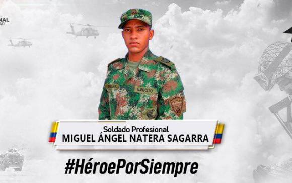 Con esta imagen el Ejército le rindió homenaje en redes sociales al soldado fallecido. FOTO: CORTESÍA DEL EJÉRCITO.