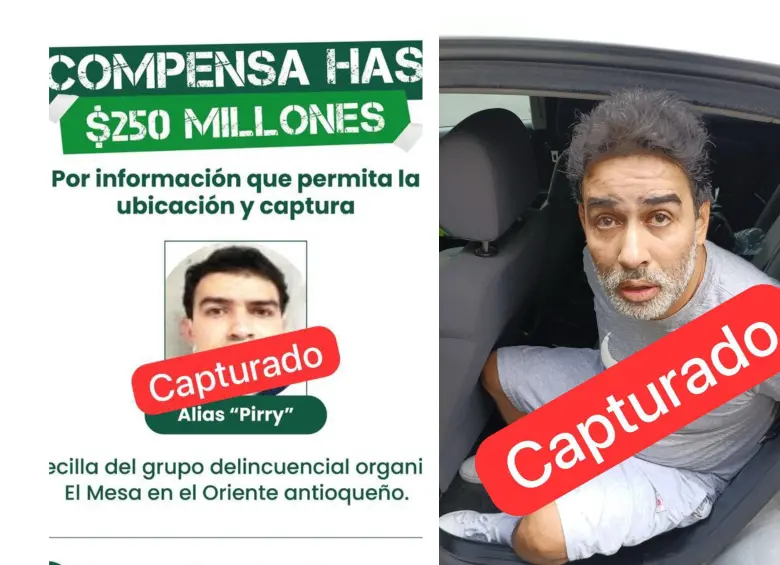 Alias ‘Pirry’ tenía circular roja de Interpol. Es acusado de ser el determinador de la masacre de siete personas en Rionegro, Antioquia. Foto: Cortesía