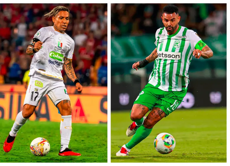 En la imagen aparecen Dayro Moreno y Edwin Cardona, dos referentes de Once Caldas y Nacional en la Liga que inicia este viernes. FOTOS JUAN ANTONIO SÁNCHEZ Y MANUEL SALDARRIAGA