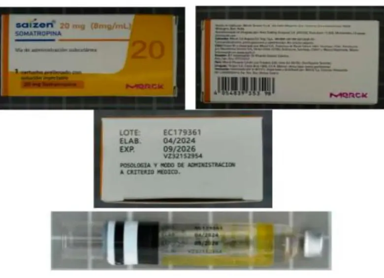 Estos son los medicamentos fraudulentos de Saizen que están comercializando en el país. FOTO CAPTURA DE PANTALLA