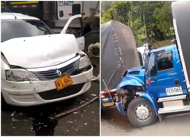 Así quedaron algunos de los vehículos involucrados en ambos accidentes de tránsito. FOTOS Denuncias Antioquia. 