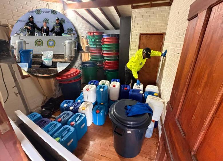 Según la Policía, este laboratorio producía rentas ilegales de $70 millones al día. FOTO Alcaldía de Medellín.