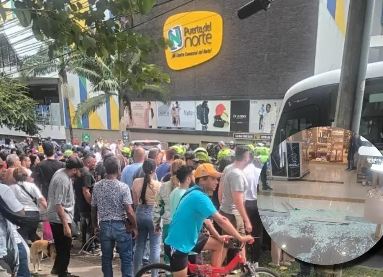 Primeras imágenes de lo que habría sido un intento de hurto en inmediaciones del centro comercial Puerta del Norte en Bello. FOTOS Denuncias Antioquia. 