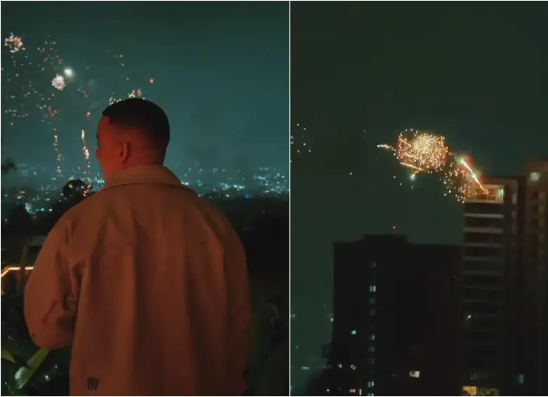 El video grabado por el cantante Daddy Yankee captó a los ocupantes de un apartamento quemando una gran cantidad de pólvora. FOTO: Cortesía