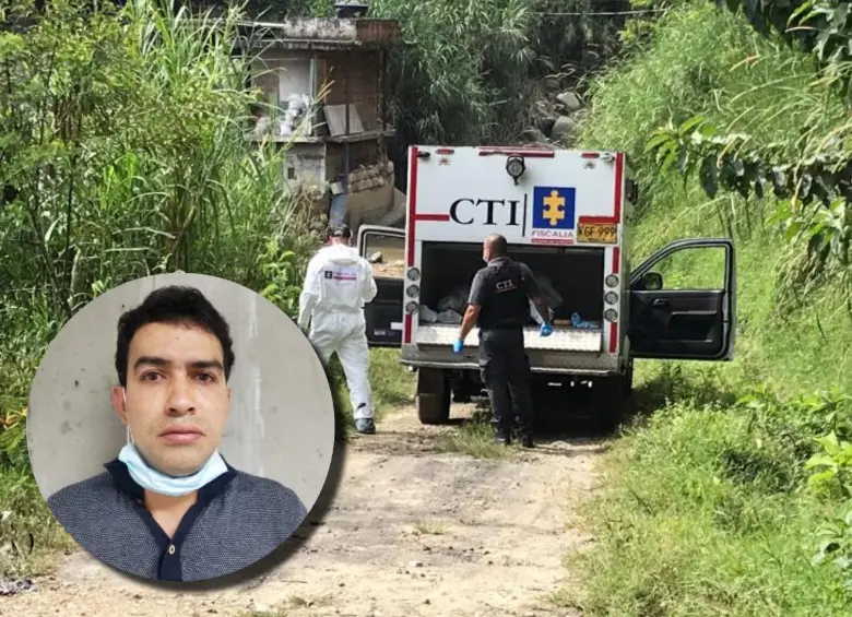 De fondo, una imagen de referencia de un levantamiento de un cuerpo en el Valle de Aburrá. En la miniatura, alias “Pirry”, por quien ofrecen hasta $250 millones. FOTOS EL COLOMBIANO y Análisis Urbano. 