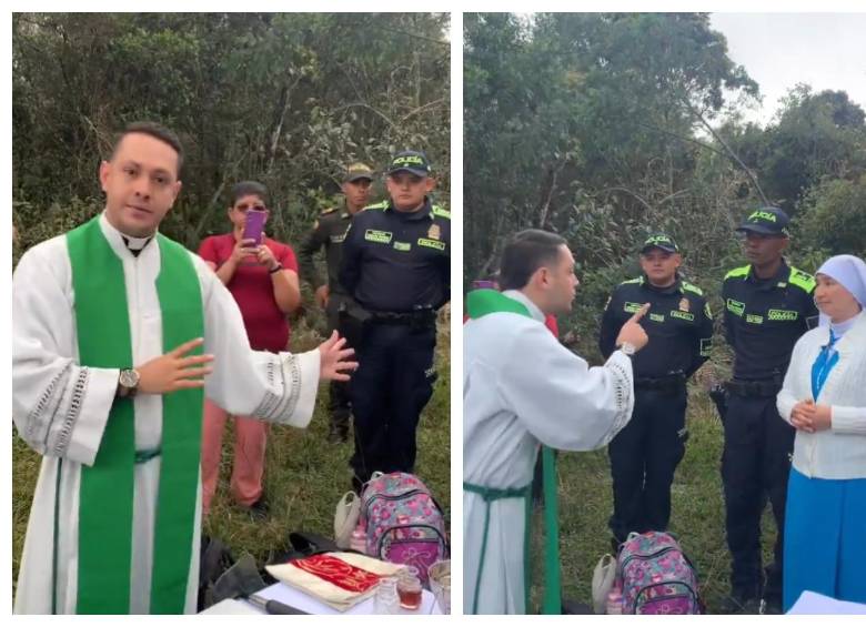 Así quedó captada la discusión entre el sacerdote y una monja en el Alto de la Virgen de Guarne. FOTO Cortesía redes sociales.
