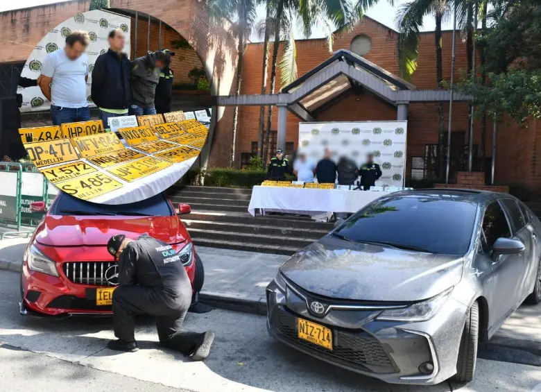 En el operativo se incautaron dos vehículos de alta gama y más de 40 placas falsas. FOTO Policía Metropolitana. 