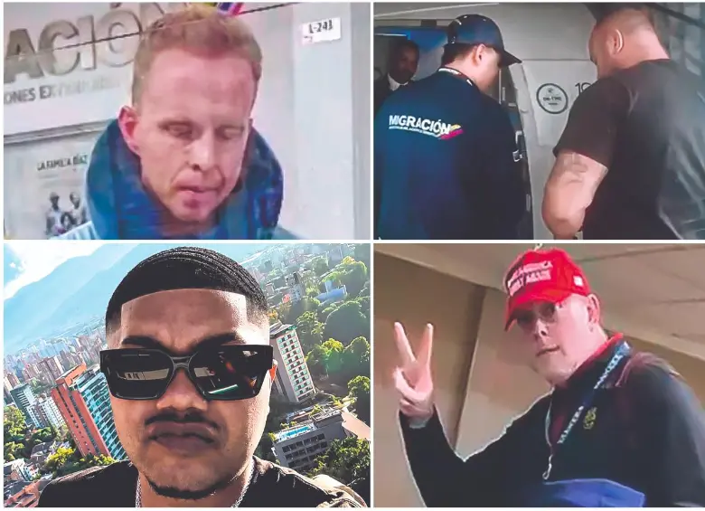 Arriba a la izquierda el ciudadano ruso, a su derecha el extranjero alemán. En la esquina inferior izquierda el “influencer” Chill Capo, y a su derecha Samuel McVey, ambos estadounidenses. FOTOS CORTESÍA Y REDES SOCIALES.