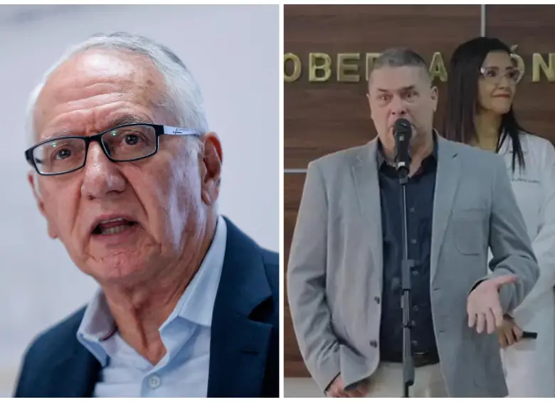 El ministro de salud Guillermo Alfonso Jaramillo (izquierda) le respondió al gerente del Hospital San Rafael Luis Fernando Arroyave (derecha) sobre la crisis de esa institución. FOTO: Colprensa y Cortesía Gobernación 
