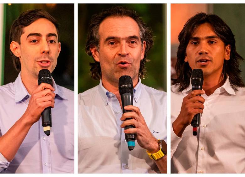 De izquierda a derecha, los candidatos a la Alcaldía de Medellín Juan Carlos Upegui, Federico Gutiérrez y Albert Corredor. FOTOS: CARLOS VELÁSQUEZ