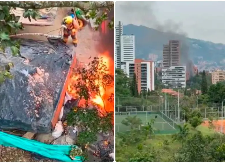 La conflagración se desató hacia la 10:00 de la mañana de este sábado en una obra en construcción. FOTOS: Cortesía Denuncias Antioquia