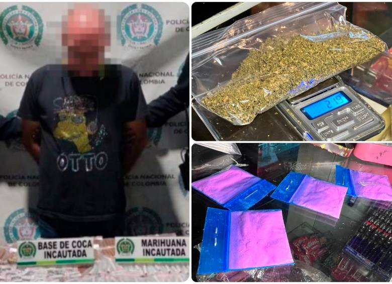 Un hombre que se encontraba en el local de El Poblado fue capturado tras el hallazgo de la droga. FOTOS: Cortesía Secretaría de Seguridad de Medellin