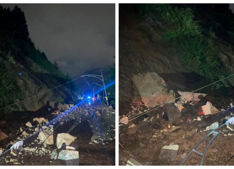 La vía a Santa Elena quedó obstruida luego de dos derrumbes ocurridos en la noche del pasado domingo 28 de mayo. FOTO: CORTESÍA DAGRD