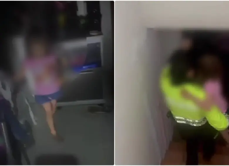 La niña de cuatro años fue rescatada en un operativo conjunto entre la Policía y los Bomberos de Medellín. FOTO: Cortesía Policía Meval