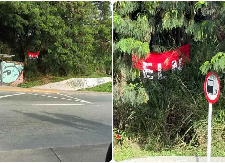Aspecto de la bandera que fue instalada cerca de la Autopista Norte. FOTO: Cortesía