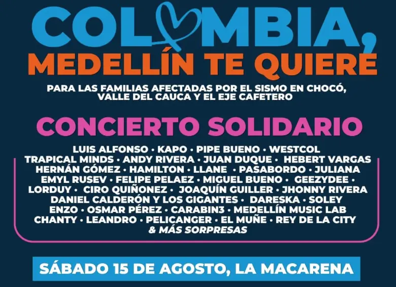 Las puertas de La Macarena estarán abiertas desde las 11:00 a.m., mientras que el concierto se extenderá hasta las 8:00 p.m. FOTO Alcaldía de Medellín. 