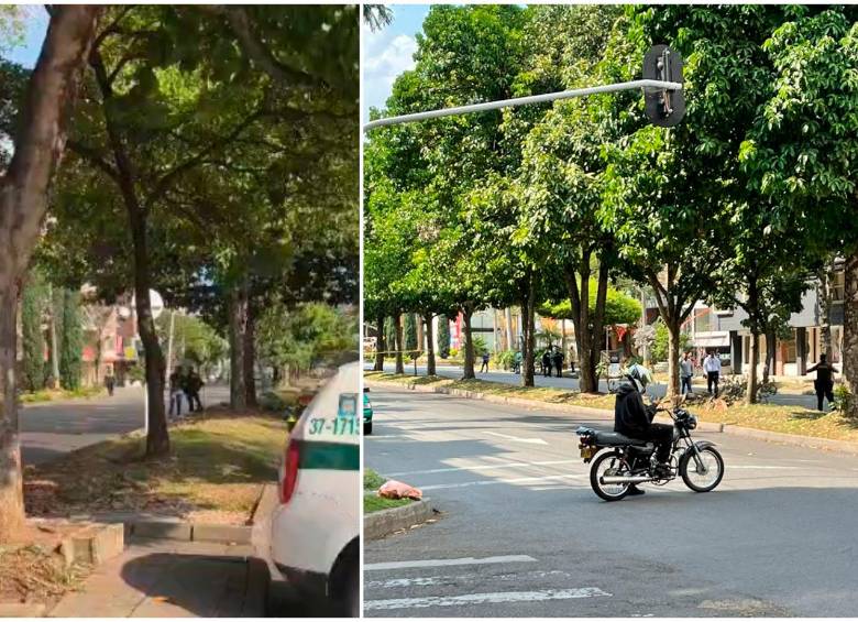 El paquete sospechoso fue abandonado en la avenida Nutibara, en inmediaciones del barrio Laureles. FOTO: CORTESÍA DENUNCIAS ANTIOQUIA