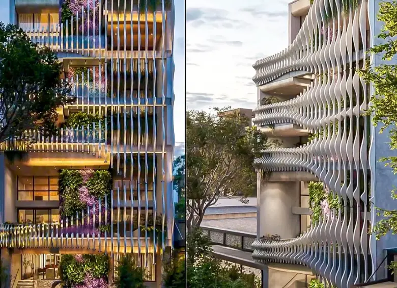 Así lucirá el proyecto Calya Provenza en El Poblado, el hotel de lujo que tendrá siete suites y dos penthouse cada uno con piscina privada, y otros espacios exclusivos. FOTO Proyecto Calya Provenza. 