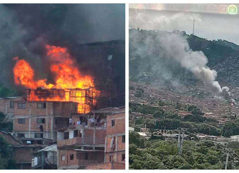 La conflagración del pasado domingo logró ser vista desde varios puntos del norte del Valle de Aburrá. FOTOS: CORTESÍA