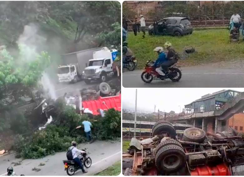 El accidente de tránsito ocurrió en la Avenida Regional Norte, a la altura de la estación Tricentenario del metro. FOTOS: Cortesía Denuncias Antioquia
