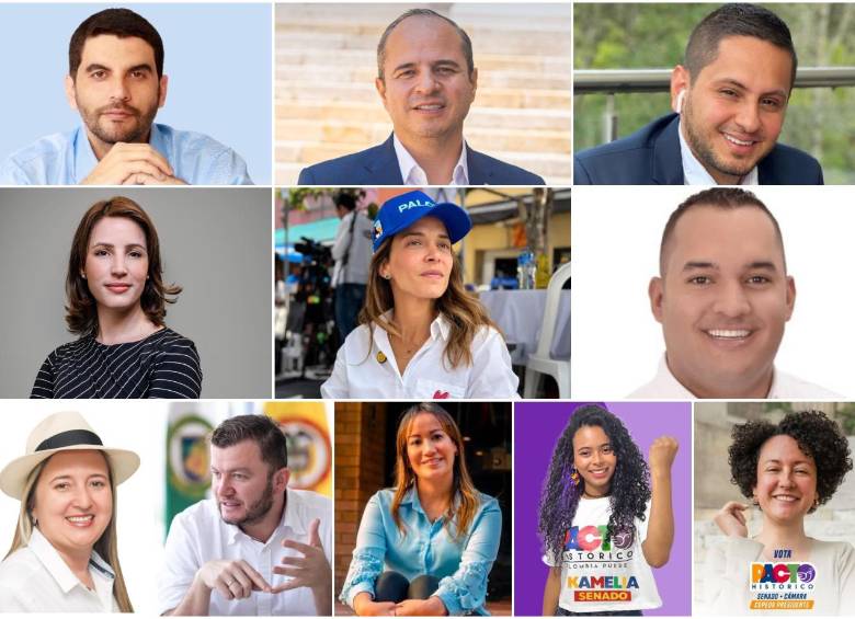 Mientras que el Centro Democrático y el Pacto Histórico tienen más curules por Antioquia, el Partido Conservador y el Liberal ceden algo de terreno. Imágenes tomadas de redes sociales y cuentas oficiales.