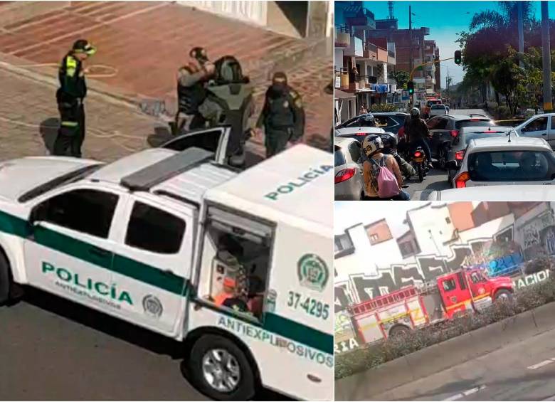 La situación fue atendida por personal antiexplosivos de la Policía. FOTOS: Cortesía Denuncias Antioquia 