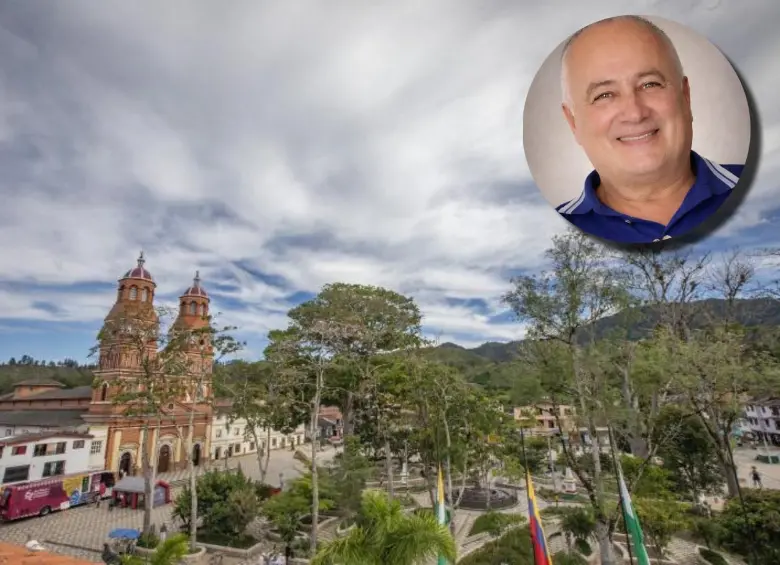Como imagen principal, una toma panorámica del municipio de Amalfi. En la miniatura en la parte superior derecha, la víctima. FOTOS Esneyder Gutiérrez y Facebook de Wilmar Alfredo Ríos Ortega.