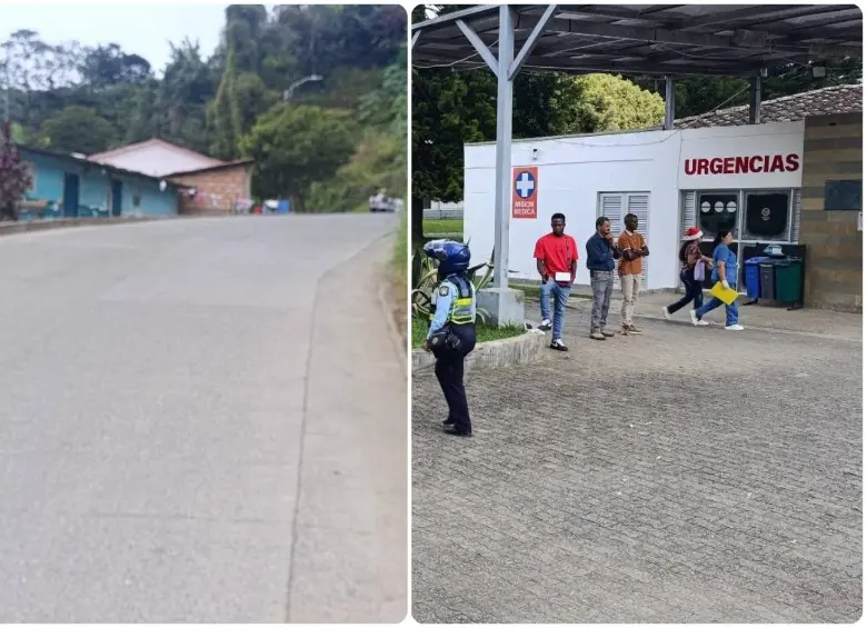 Tras caer del camión, los dos menores de edad fueron trasladados al Hospital Iván Restrepo Gómez y de allí a Medellín. FOTO: Cortesía Fer Campillo