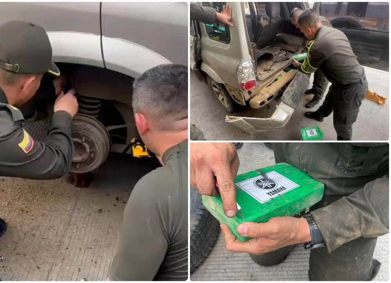 El vehículo con cocaína fue sorprendido en la vía entre Santa Fe de Antoquia y Cañasgordas. FOTO: Cortesía Policía Antioquia
