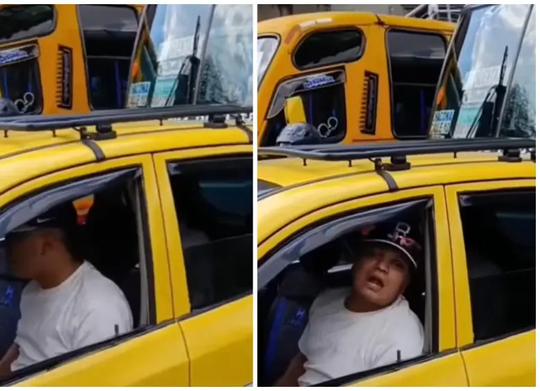 El taxista involucrado en el hecho de intolerancia a la altura del centro comercial San Diego, en Medellín. FOTOS Denuncias Antioquia.