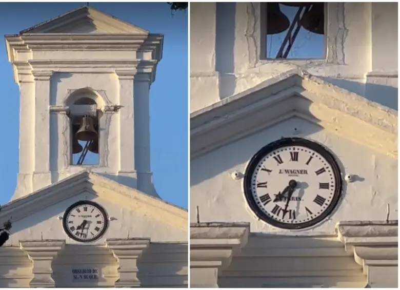 De acuerdo con la publicación, el video donde se aprecia el reloj detenido se grabó a las 6:05 p.m. del lunes 10 de agosto. FOTOS Cortesía El Marinillo. 