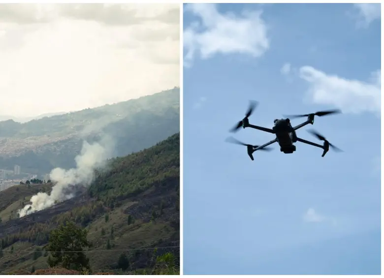 Desde el aire, estos dispositivos ubican focos de calor, observan cómo avanza el incendio y detectan zonas que podrían no ser evidentes a simple vista. FOTO Área Metropolitana.