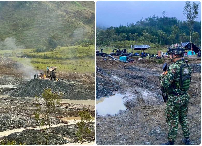 El operativo se realizó en inmediaciones del río Pavón, en el municipio de Urrao. FOTO: Cortesía Cuarta Brigada Ejército