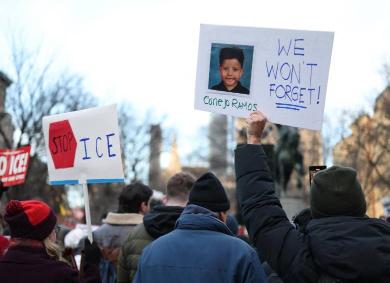 Protesta en las calle de EE.UU tras la detención de Liam Conejo Ramos. FOTO Cortesía AFP.