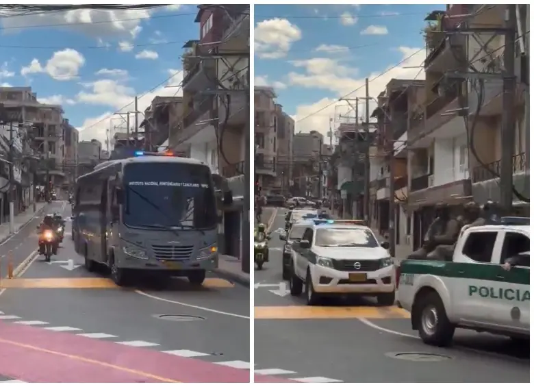 Las imágenes corresponden a una caravana del Inpec en el municipio de Itagüí, al sur del Valle de Aburrá, que da idea de un posible traslado de varios cabecillas. FOTOS Cortesía 